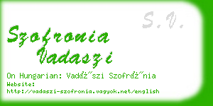 szofronia vadaszi business card